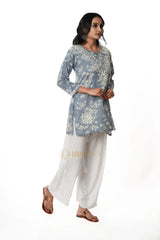 Eesha Chikankari Mulmul Printed Short Kurta Gharana