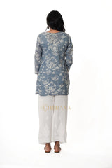 Eesha Chikankari Mulmul Printed Short Kurta Gharana