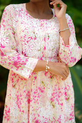 MulMul cotton printed fine embroidery chikankari Top Gharana