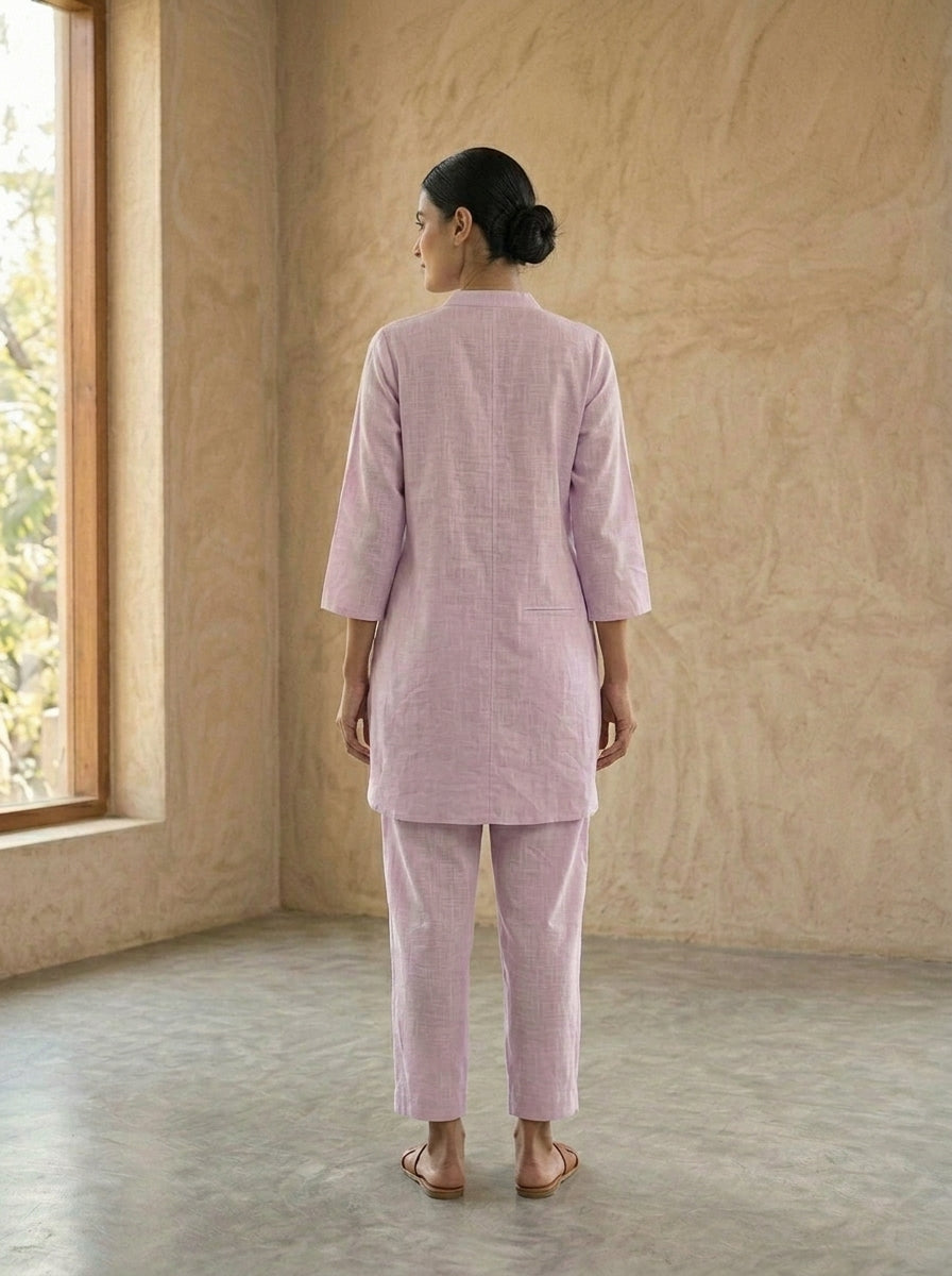 Back of Lavender Cotton Coord Set for Women