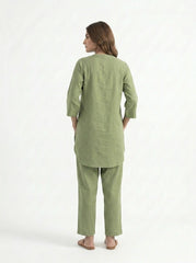 Back of Sage Green Cotton Coord Set for Women