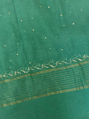 Premium Mulchanderi 3 PC Unstitched Tunic, Dupatta & Bottom in Kamdani work- Mango Green Gharana