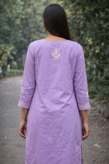 Heer Mul Cotton 2 PC Lilac chikankari Kurta set Gharana
