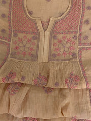 Premium Mulchanderi Chikankari Semi Stitched 2 piece Tunic and Dupatta set – Dark Beige