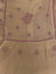 Premium Mulchanderi Chikankari Semi Stitched 2 piece Tunic and Dupatta set – Dark Beige