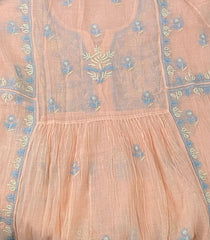 Premium Mulchanderi Chikankari Semi Stitched 2 piece Tunic and Dupatta set – Peach Gharana