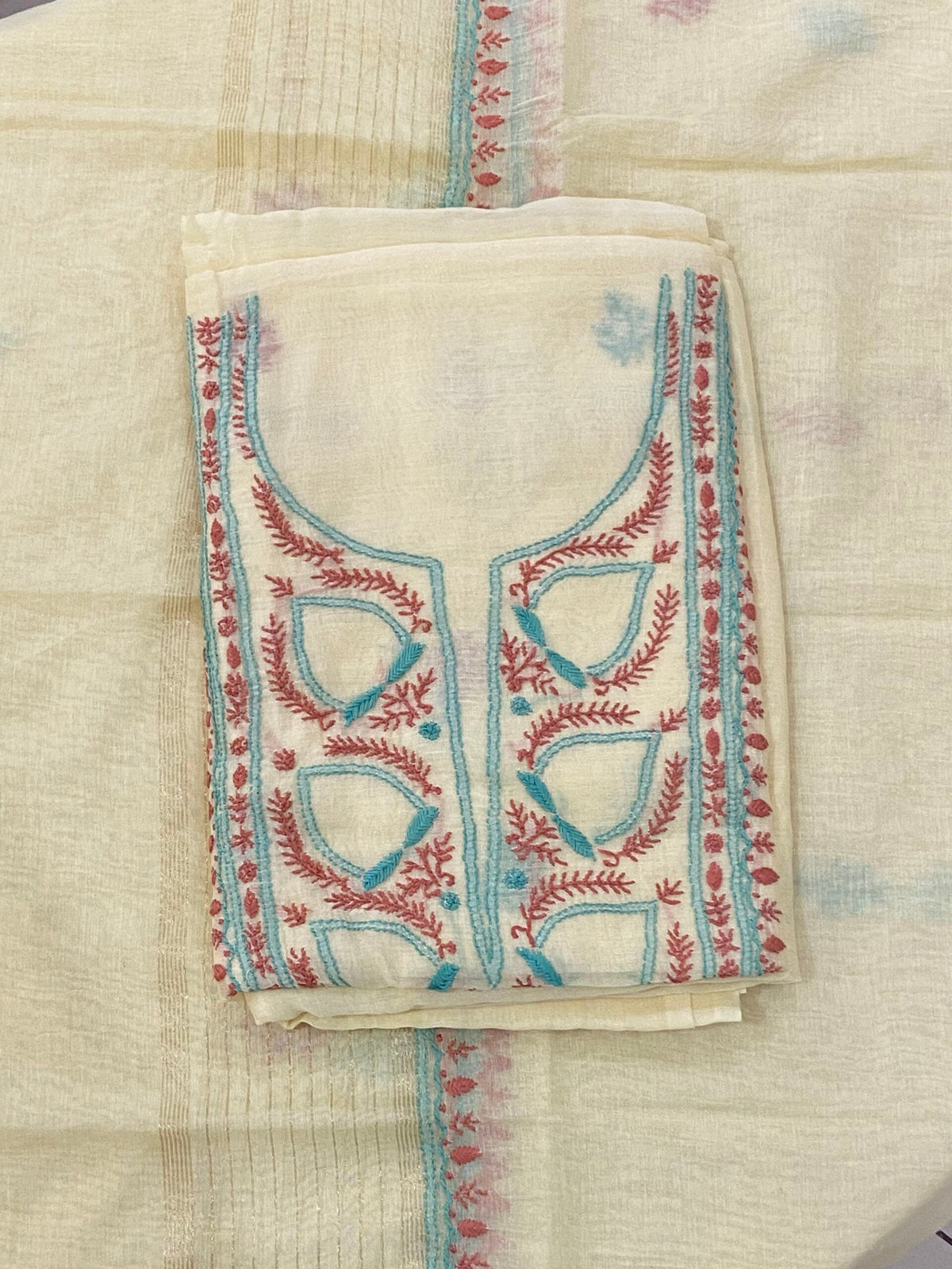 Premium Mul Chanderi 2 piece Chikankari Unstitched 2 piece Kurta and Dupatta set – Pastel Yellow Gharana