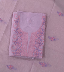 Premium Mul Chanderi 2 piece Chikankari Unstitched Kurta and Dupatta set - Lavender Gharana