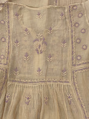 Premium Mulchanderi Chikankari Semi Stitched 2 piece Tunic and Dupatta set – Beige Gharana