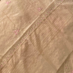 Premium Mulchanderi Chikankari Semi Stitched 2 piece Tunic and Dupatta set – Dark Beige Gharana