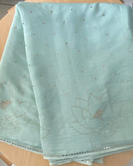 Premium Mul Chanderi Saree in Mukaish work (With Blouse) - Sea green Gharana