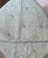 Premium Mul Chanderi Saree in Mukaish work (With Blouse) - Sea green Gharana