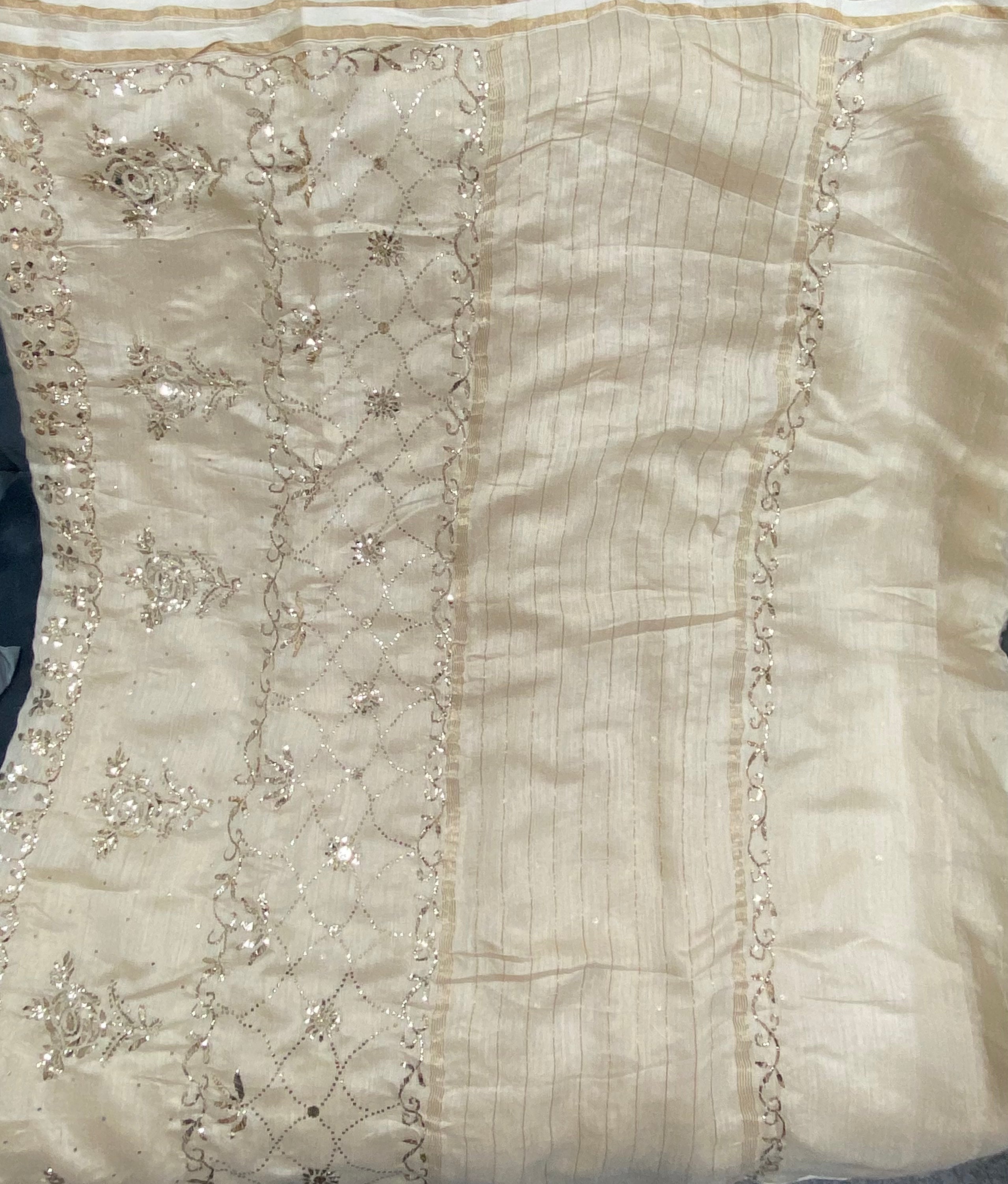 Pure Moonga Silk Saree in Mukaish work (With Blouse) Gharana