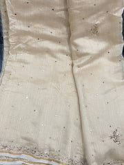 Pure Moonga Silk Saree in Mukaish work (With Blouse) Gharana