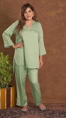 Jashn Premium Twilight Silk Chikankari Coord Set - Sage Green Gharana