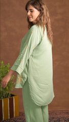 Jashn Premium Twilight Silk Chikankari Coord Set - Sage Green Gharana