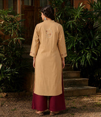 Heer Mul Cotton Beige chikankari Kurta Set