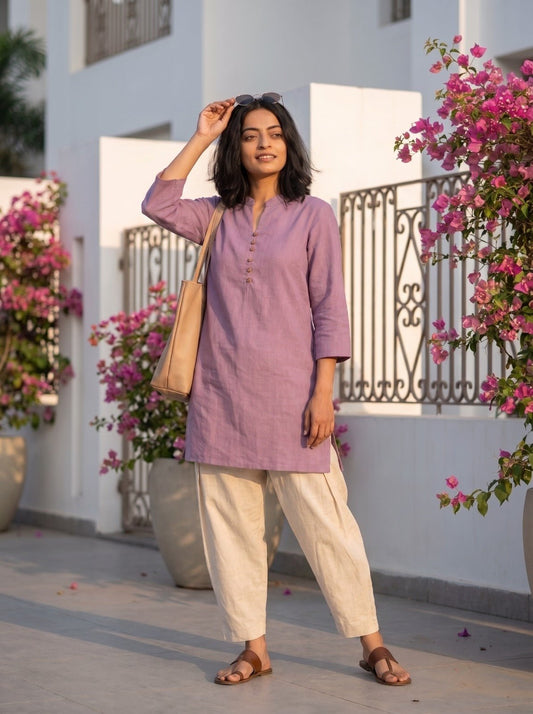 Aira Purple Coord Set with White Salwar