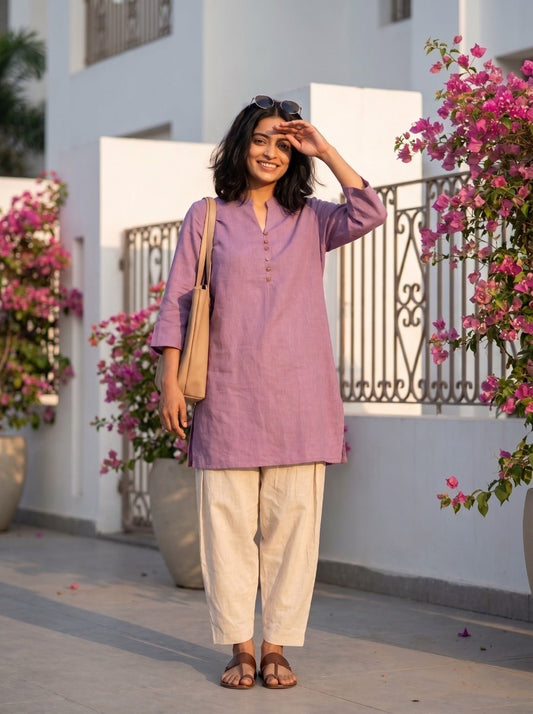 Aira Purple Coord Set with White Salwar