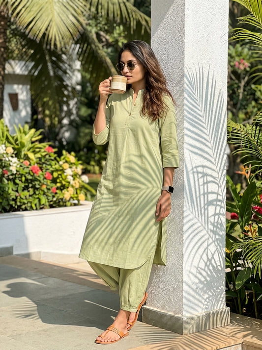 Aira Kurta Coord Set in Matcha Green