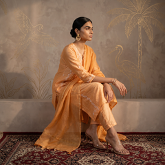 Jashn Chikankari Mustard Nyra Cut 3PC Kurta Set with Dupatta