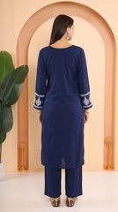 Ishq Luxury Rayon 2 PC Navy Blue Chikankari Kurta set Gharana