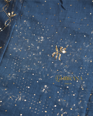 Premium Mulchanderi 3 PC Semi stitched Tunic, Dupatta & Bottom in Kamdani work-Cobalt Blue Gharana