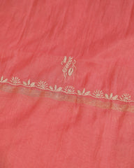 Premium Mul Chanderi 2 piece Chikankari Unstitched Kurta and Dupatta set – Red