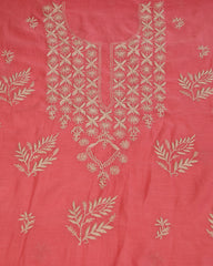 Premium Mul Chanderi 2 piece Chikankari Unstitched Kurta and Dupatta set – Red