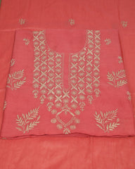 Premium Mul Chanderi 2 piece Chikankari Unstitched Kurta and Dupatta set – Red