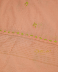 Premium Mulchanderi Chikankari Semi Stitched 2 piece Tunic and Dupatta set – Peach Gharana