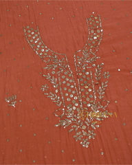 Pure Mulchanderi Unstitched Suit Fabric - Rust Orange - Gharana India