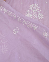 Premium Mulchanderi 3 PC Unstitched Kurta with Dupatta and Bottom Set in Pearl, Jaal work- Lavender Gharana