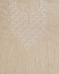 Premium Mulchanderi 3 PC Unstitched Kurta with Dupatta and Bottom Set in Pearl,Katdana Jaal work- Ivory