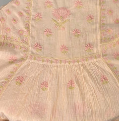 Premium Mulchanderi Chikankari Semi Stitched 2 piece Tunic and Dupatta set – Light Peach Gharana