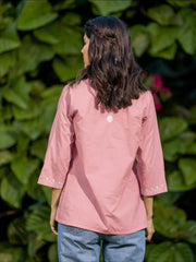 Sahiba Pure Cotton Pink Chikankari Short Top Gharana