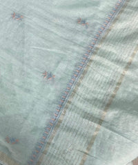 Premium Mul chanderi Chikankari Semi Stitched 2 piece Tunic and Dupatta set – Light Sage Gharana
