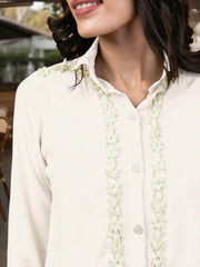Sahiba Luxury Rayon White Chikankari Shirt Top Gharana