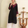 Black Lucknowi chikankari Kurta