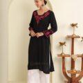 Black Lucknowi chikankari Kurta