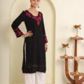 Black Lucknowi chikankari Kurta