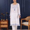 White Chikankari Lucknowi Kurta for women