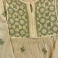 Beige Chanderi Chikankari Semi Stitched Tunic & Dupatta set