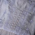 Grey Chanderi Silk Chikankari Unstitched Kurta & Dupatta Set