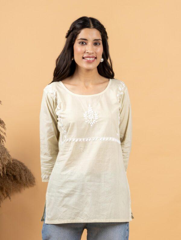 Cotton Light Green Chikankari Top