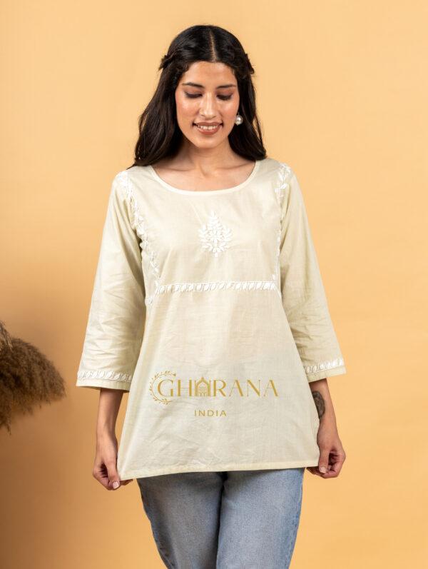 Cotton Light Green Chikankari Top