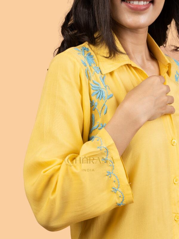 Cotton Lime Yellow Chikankari Top