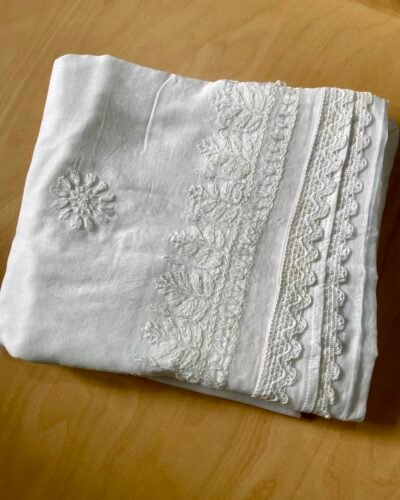 Cotton Chikankari Dupatta- White